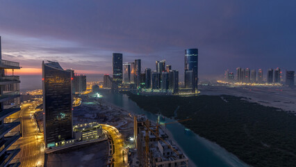 Buildings on Al Reem island in Abu Dhabi timelapse from above. © HyperlapsePro