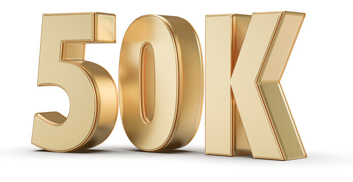 50k Followers Gold Number 3D Render