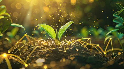 Connected Growth: A Sapling Illuminated by Network