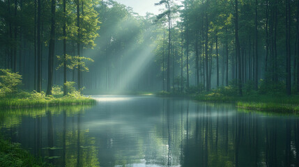 Obraz premium Sacred Spaces in Nature: Natural environments that are considered sacred, such as serene lakes or tranquil forest clearings used for prayer.