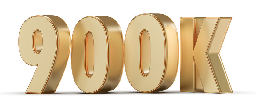 900k Followers Gold Number 3D Render