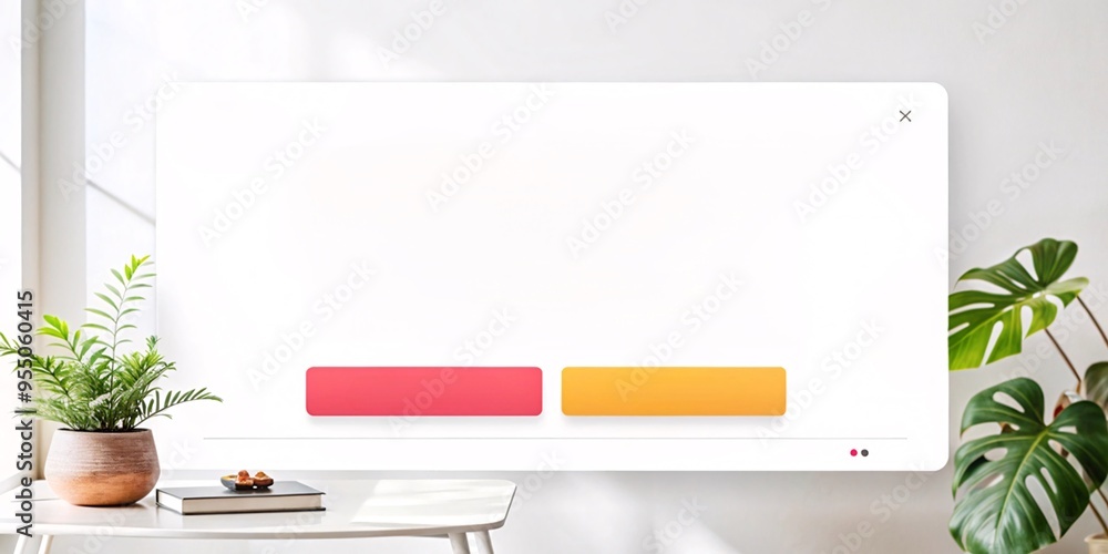 Aufkleber blank website mockup with colorful buttons and minimalist decor. a clean and modern mockup featuring