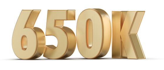 650k Followers Gold Number 3D Render