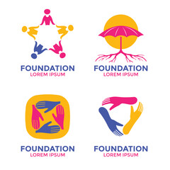 Set of collection foundation emblem idea design handdrawn illustration