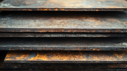 Stack of Rusty Metal Plates