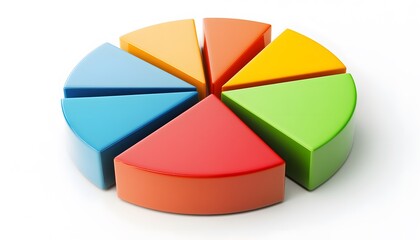 Obraz premium Colorful 3D Pie Chart with Seven Sections