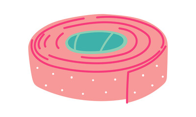 Vector colored flat Roll Band-aid First aid with breathable surface. Pink roll with breathable surface. insulated strip to cover wounds, scratches and other elements. fabric strip is cut with scissors