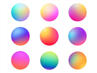 A set of colorful spheres with a rainbow pattern