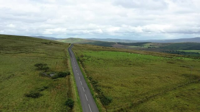 Aerial view of the Ligford Road close to the Strabane transmitting station in Northern Ireland