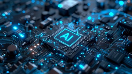 A close-up of an advanced artificial intelligence microchip