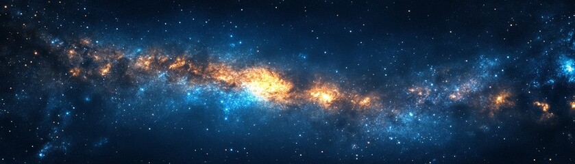 Obraz premium A stunning view of a galaxy filled with vibrant stars and cosmic dust, showcasing the beauty of the universe with brilliant colors.