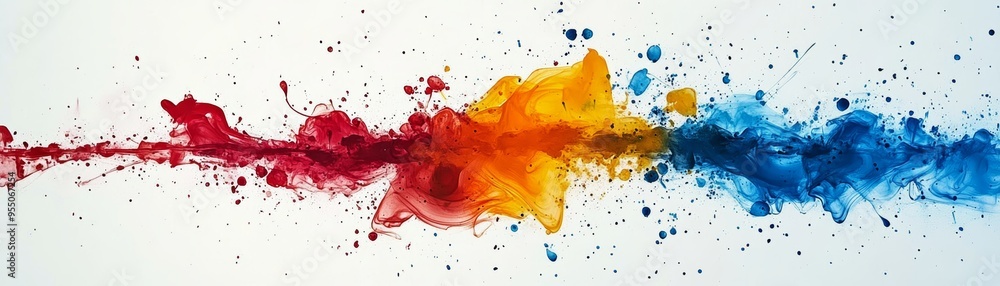 Poster vibrant splash of colors blending seamlessly, representing creativity, energy, and artistic expressi