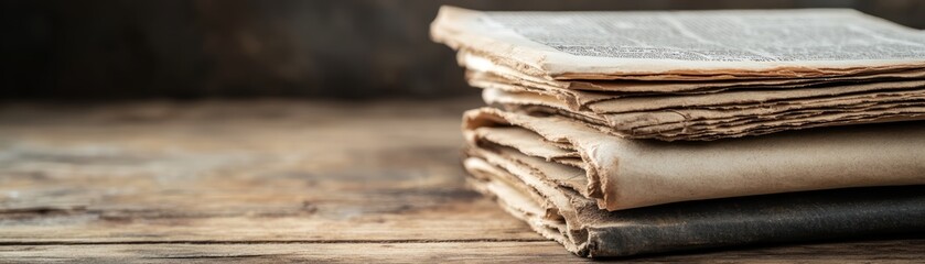 A stack of vintage books resting on a wooden surface, showcasing aged pages and a rustic charm.