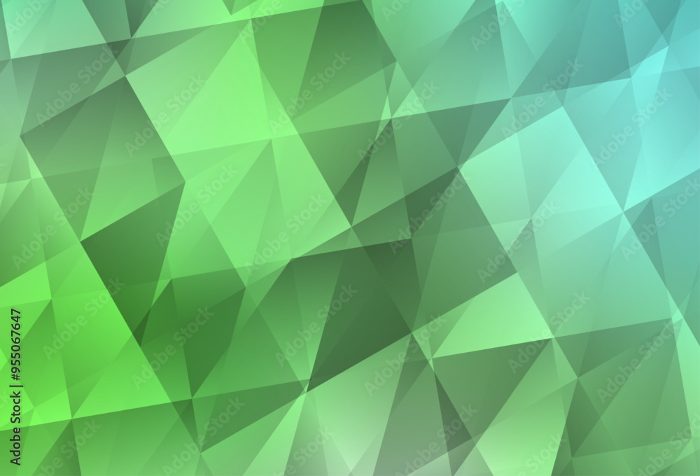 Poster light green vector gradient triangles pattern.