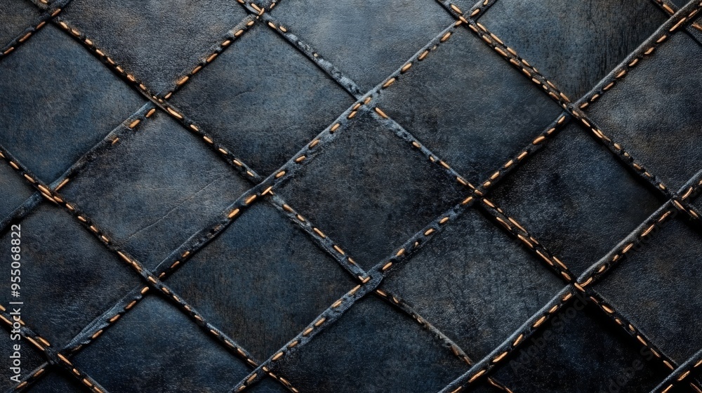 Poster dark textured background featuring unique woven patterns and intricate stitching, perfect for design