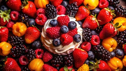 Fototapeta premium A Close-up of a Variety of Fresh Berries and Fruit