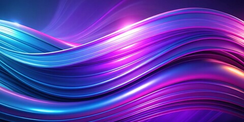 Fototapeta premium Colorful abstract waves of blue and purple light swirl gracefully against a dark background in a modern digital art composition