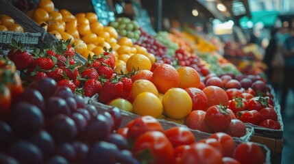 Vibrant Fruit Display at Market Stall