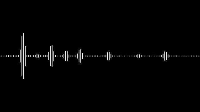 Sound wave audio spectrum black background, audio waveform spectrum animation.4k abstract music sound wave or audio wavefrom isolated on black background.Audio waves Animated on black background,