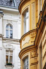 Close-up of historic facades in central Vienna