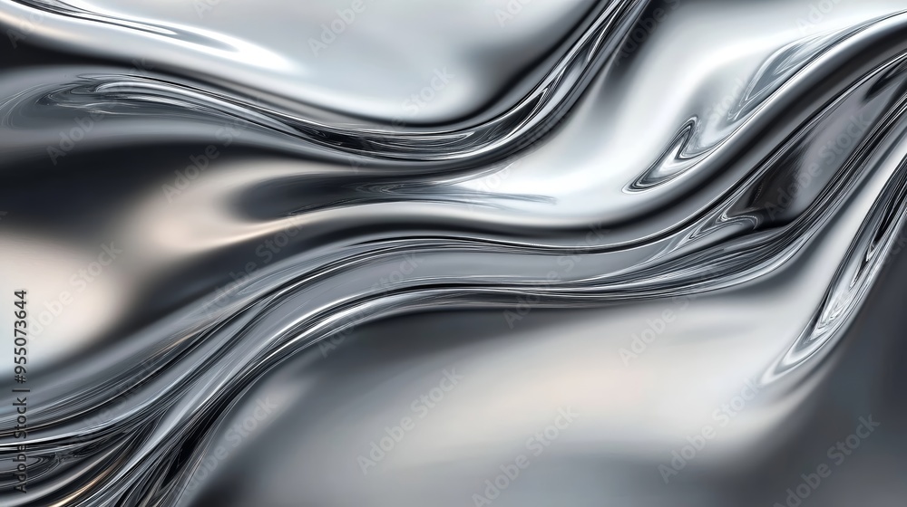 Poster a mesmerizing pattern of smooth, flowing silver fabric, creating an elegant and modern aesthetic for