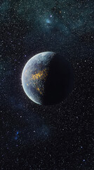 A Distant World: A Speculative View of an Exoplanet Against a Starry Sky