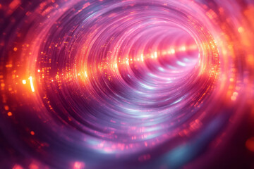 Obraz premium A futuristic multiply background featuring translucent, overlapping concentric circles in neon pink and orange, creating a dynamic digital feel, isolated on a pastel pink background,