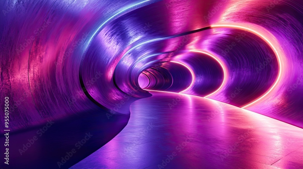 Poster abstract 3d tunnel with glowing walls and a sense of depth, creating a mesmerizing and immersive bac
