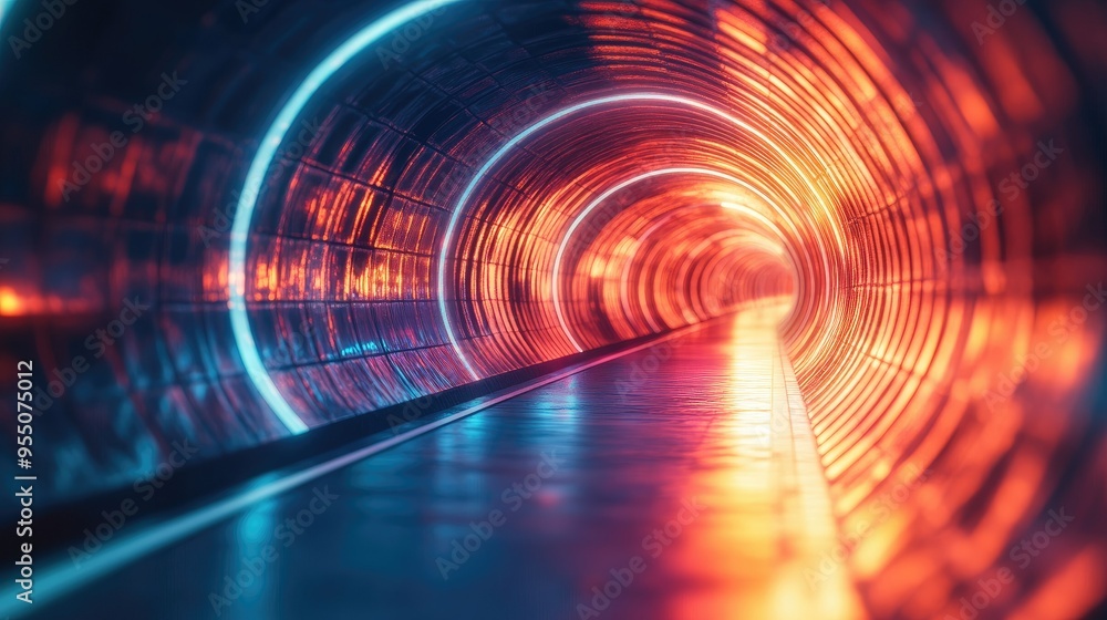 Poster abstract 3d tunnel with glowing walls and a sense of depth, creating a mesmerizing and immersive bac