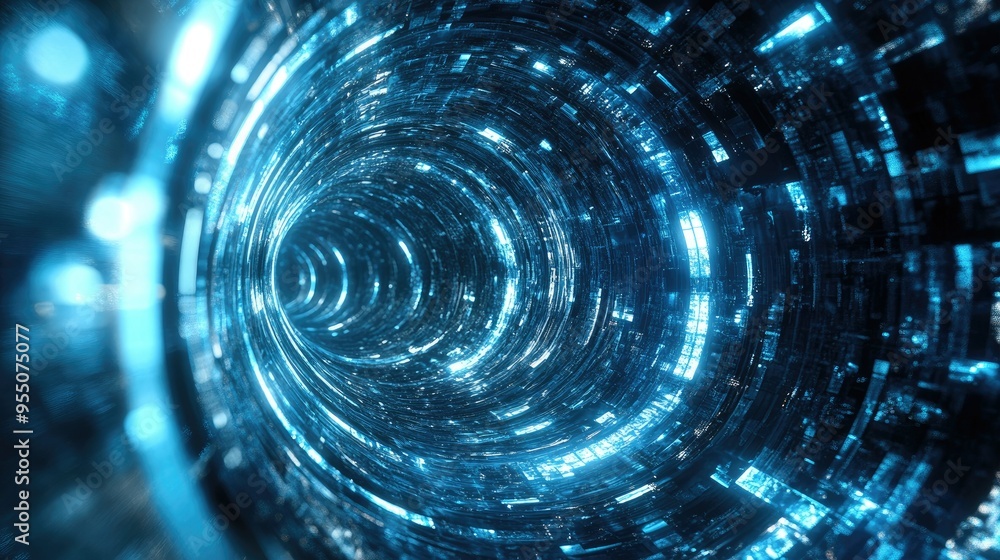 Poster abstract 3d tunnel with glowing walls and a sense of depth, creating a mesmerizing and immersive bac