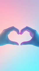 Fototapeta premium Two Hands Form a Heart Against a Dreamy Gradient