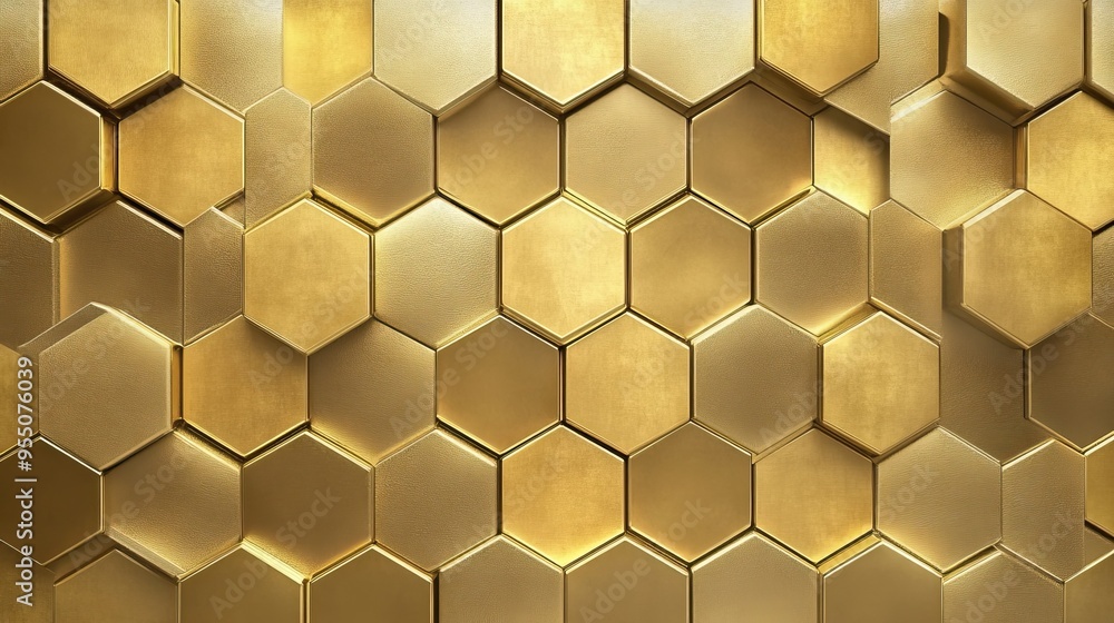 Aufkleber abstract geometric gold pattern with repeating hexagonal shapes, creating a modern and stylish backg