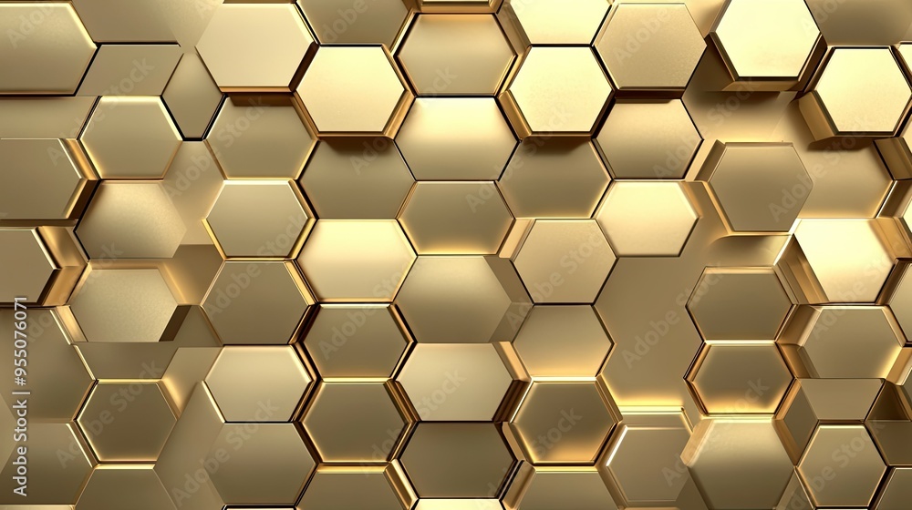 Aufkleber abstract geometric gold pattern with repeating hexagonal shapes, creating a modern and stylish backg