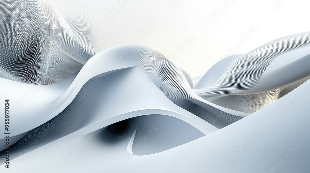 Poster abstract white background with a blend of geometric and organic forms, creating contrast.