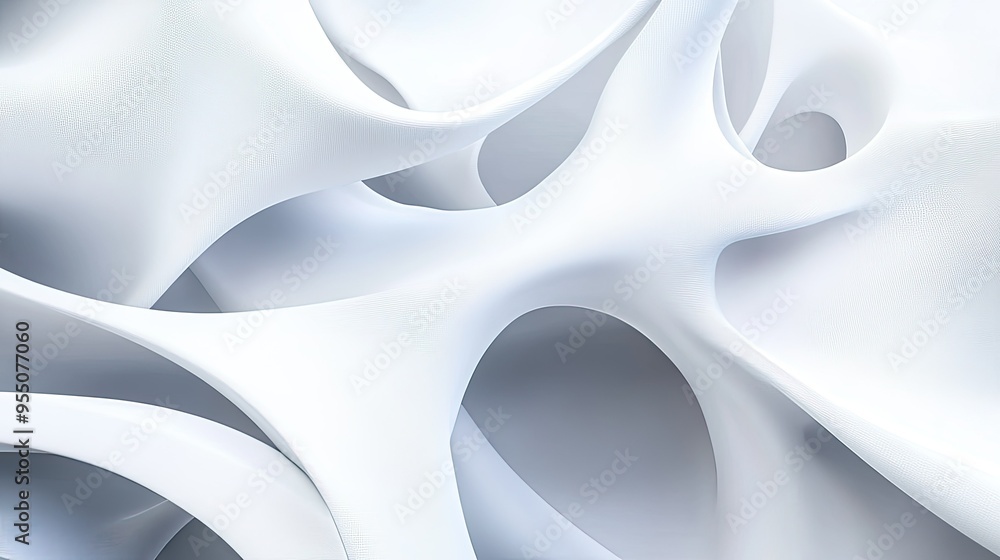 Poster abstract white background with a blend of geometric and organic forms, creating contrast.