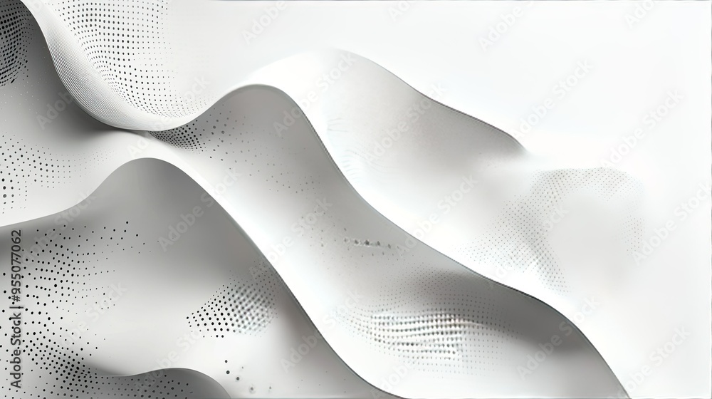 Poster abstract white background with a blend of geometric shapes and organic patterns.