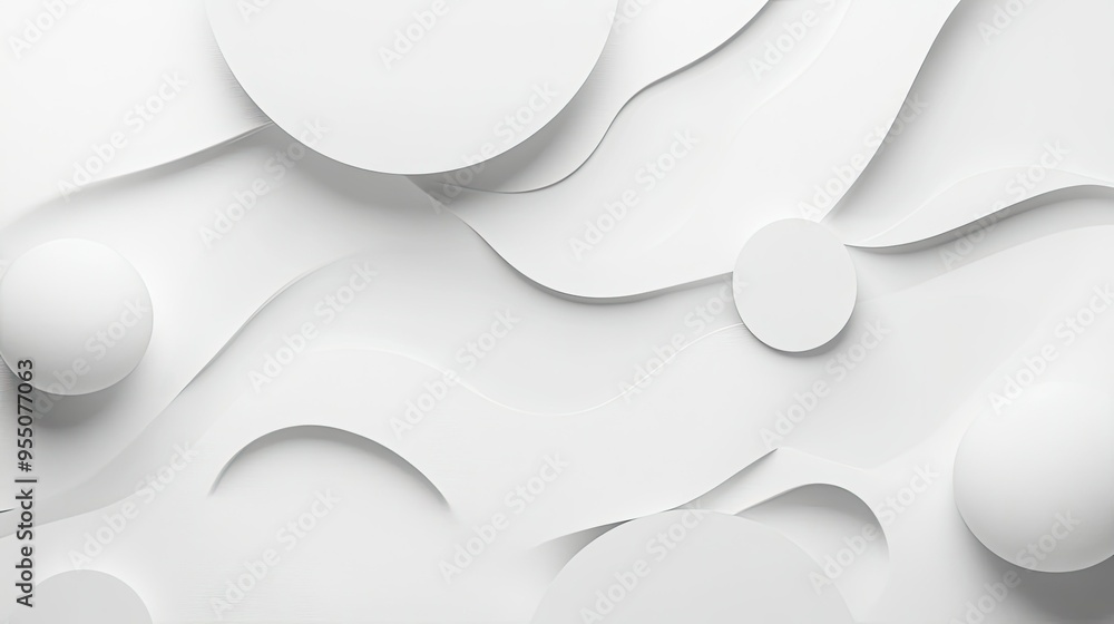 Poster abstract white background with a blend of geometric and organic forms, creating contrast.