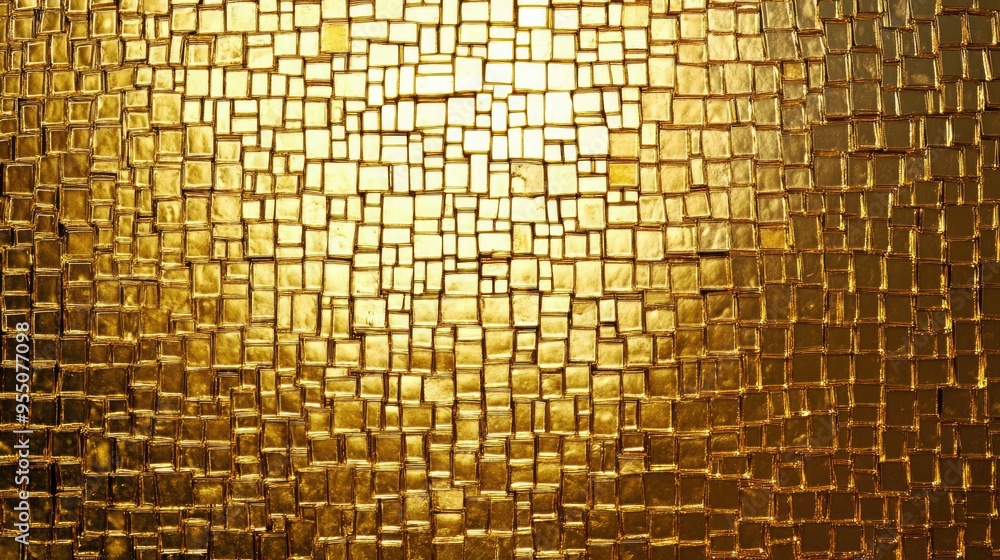 Aufkleber abstract gold mosaic pattern with tiny reflective tiles, creating a shimmering and intricate backgro
