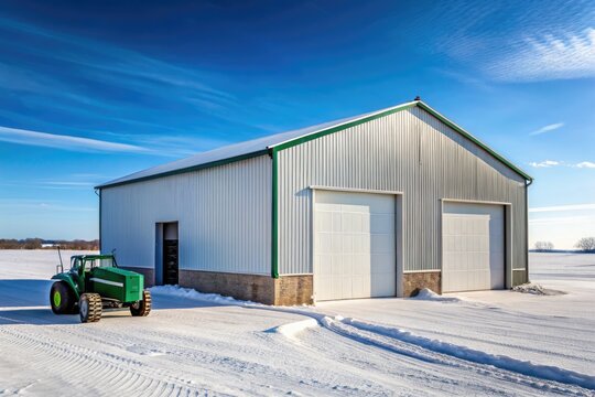 Cold Storage Machine Shed For Agricultural Equipment In Rural Illinois