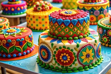 Colorful assortment of intricately designed cakes adorned with custom logos, perfect for celebrating corporate events, brand launches, and business milestones in a sweet and festive manner.