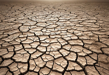The dry tail soil cracked