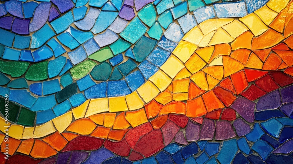 Poster abstract mosaic tile texture with vibrant colors and intricate patterns, perfect for dynamic backgro