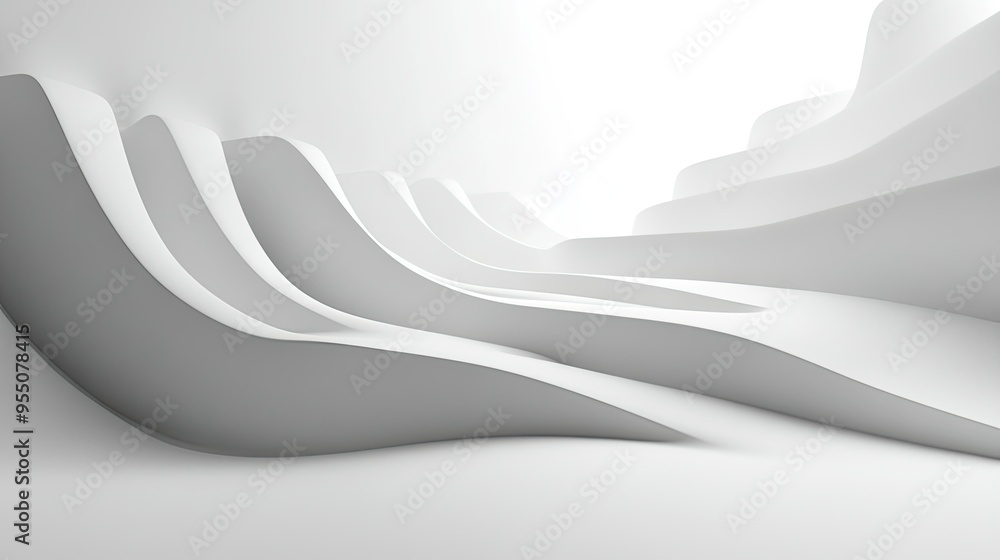 Aufkleber clean and simple abstract white background with soft curves and subtle shadows.