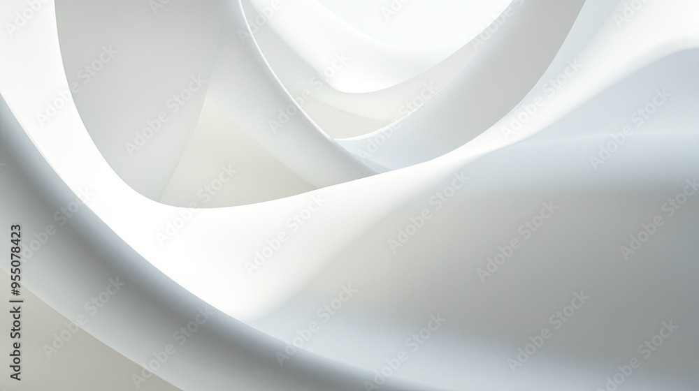 Aufkleber clean and simple abstract white background with soft curves and subtle shadows.