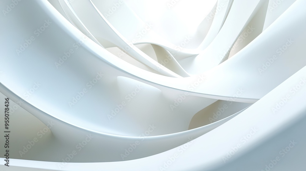 Aufkleber clean and simple abstract white background with soft curves and subtle shadows.