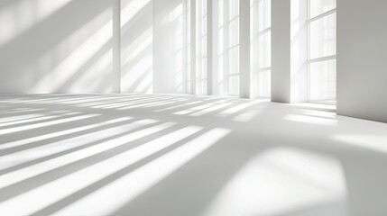 Obraz premium Clean and simple abstract white background with subtle shadows and light effects.