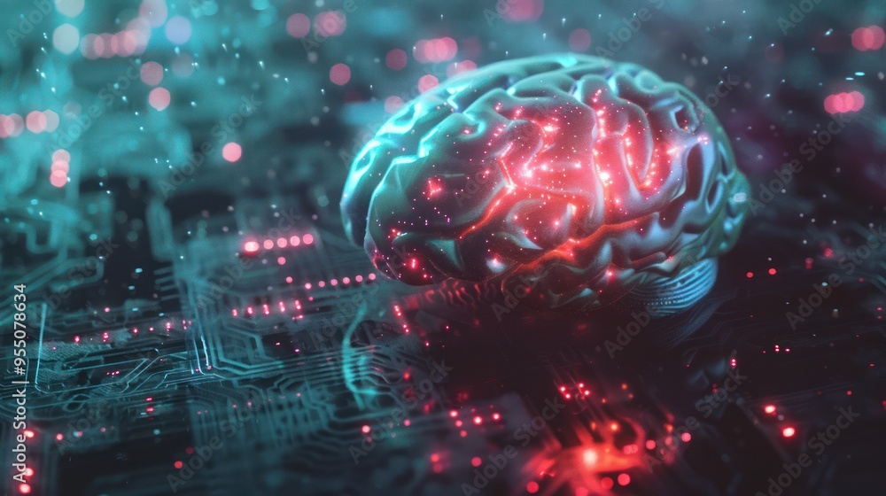 Poster artificial brain on a circuit board