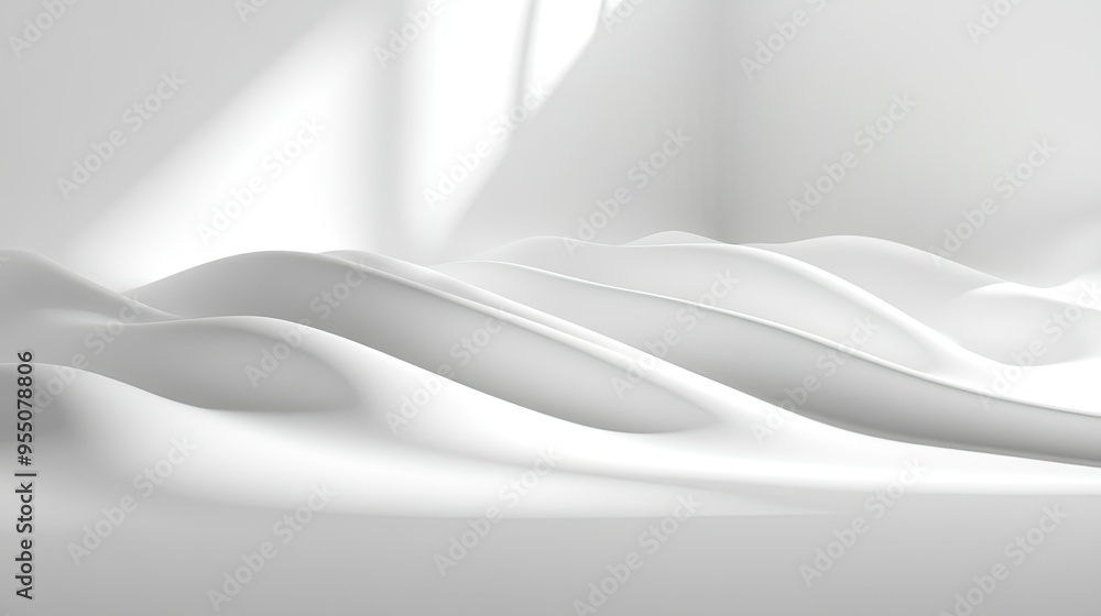 Poster minimalistic abstract white background with subtle light effects and soft shadows.
