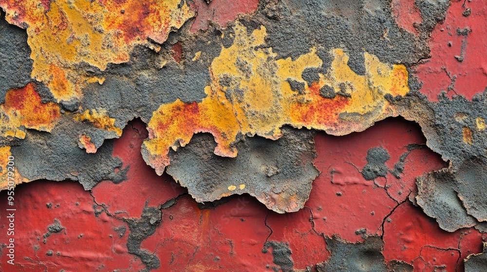 Poster abstract rust patterns with complex textures and a range of colors, creating a visually striking bac