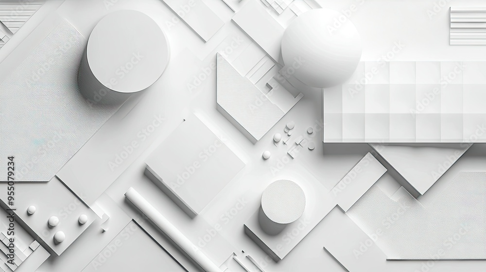 Aufkleber white background with abstract geometric shapes, adding depth and visual interest.
